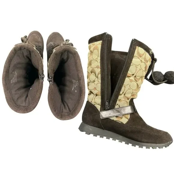 Coach Boots Women’s Size US6 Juniper 12CSIG Suede Signature in Brown - Picture 7 of 7